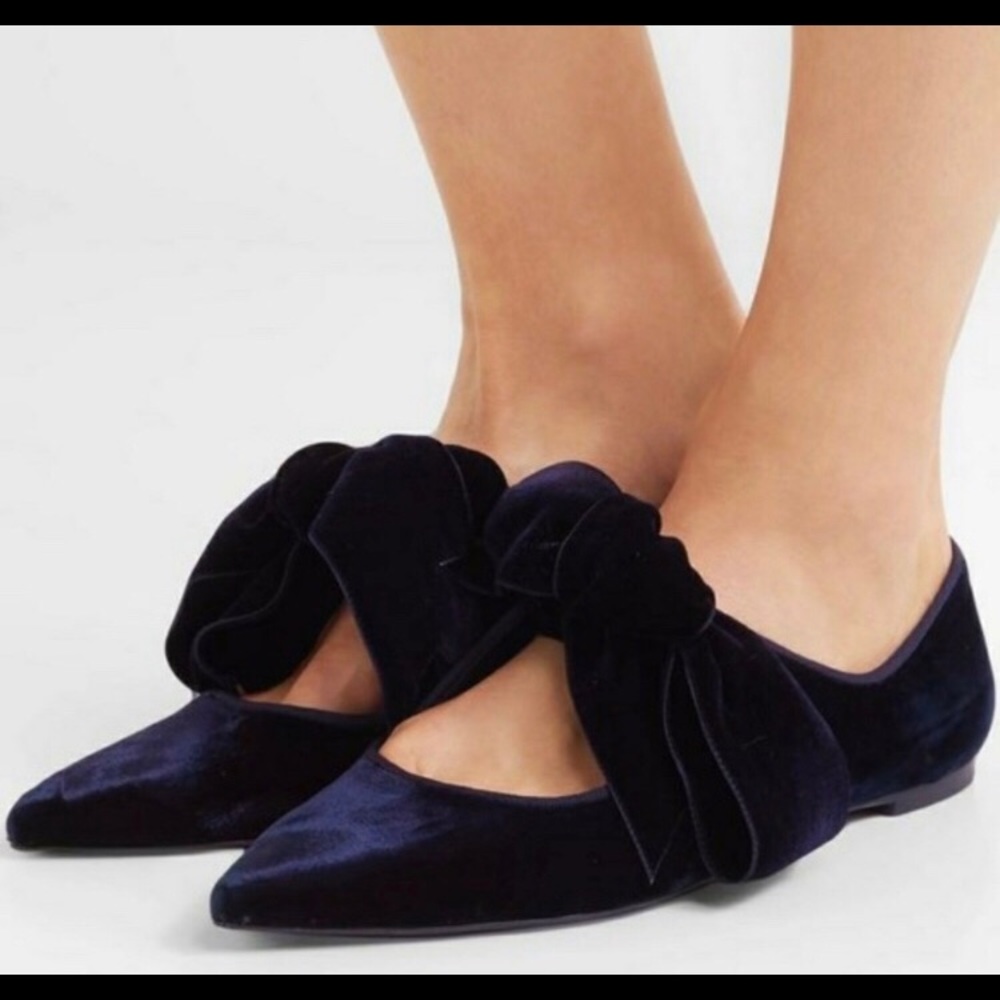 NWT Tory Burch Blue Pointed Flats Clara Bow sz 7.5
